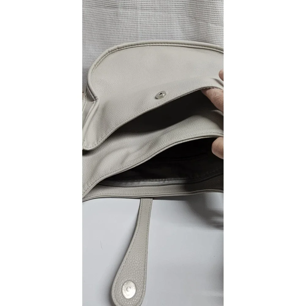ah+dorned Vegan leather messenger bag w/adjustable guitar strap light‎ gray